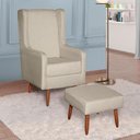 Ver imagem 2 de Poltrona Amamentação Aquila com Puff Linho Bege Pés Palito - Fratello