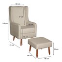 Ver imagem 3 de Poltrona Amamentação Aquila com Puff Linho Bege Pés Palito - Fratello