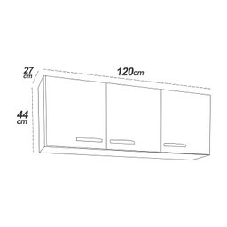 Armário Aéreo 1,20 Marrom Semi Brilho 3 Portas Cozinha Multiuso Lavanderia - 2