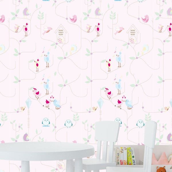 Papel de Parede Adesivo Baby Passarinhos - 020 - 1
