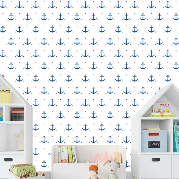 Papel de Parede Adesivo Baby Azul Âncoras - 004 - 1
