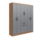 Ver imagem 2 de Guarda-roupa Solteiro Laguna 7 Portas 1 Gaveta Freijo/cinza - Irm Móveis