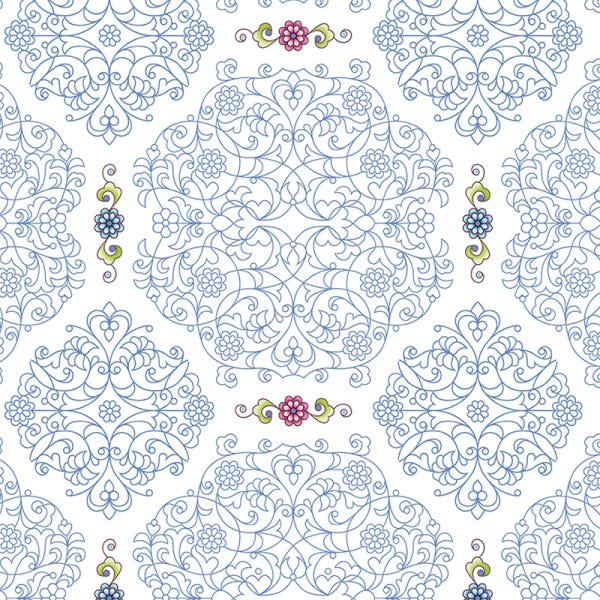 Papel de Parede Adesivo Arabesco Azul - 047 - 2