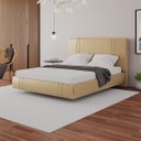 Ver imagem 1 de Cama Moderna Aspen Queen Box com Cabeceira Estofada Base Flutuante Pu Bege G99 - Gran Belo