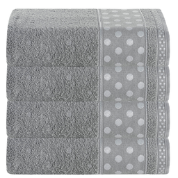 Kit 4 Toalhas de Banho 100% Algodão 1,50m X 75cm Alta Absorção Bordada Premium:cinza - 1