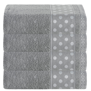 Kit 4 Toalhas de Banho 100% Algodão 1,50m X 75cm Alta Absorção Bordada Premium:cinza