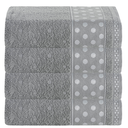 Ver imagem 1 de Kit 4 Toalhas de Banho 100% Algodão 1,50m X 75cm Alta Absorção Bordada Premium:cinza