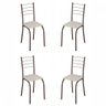 Conjunto de 4 Cadeiras Rio Marrom Assento Creme Teixeira - 1