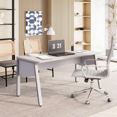 Mesa para Escritório Mesa Escritório Moderno MDP 150cm Cinza F5 Office
