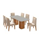 Ver imagem 1 de Mesa de Jantar Eloise Tampo Mdf Vidro com 6 Cadeiras Moderna Veludo Creme Off White Naturale