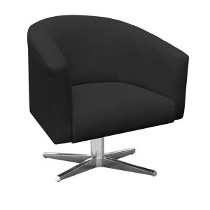 Poltrona Giratória Stella Linho Preto A79 Base Cromada - D'Rossi