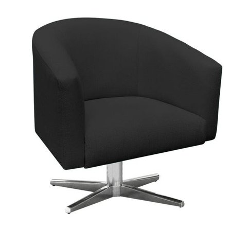 Poltrona Giratória Stella Linho Preto A79 Base Cromada - D’Rossi
