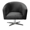 Ver imagem 2 de Poltrona Giratória Stella Suede Preto Base Cromada - D'Rossi