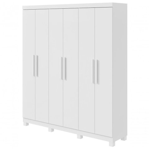 Guarda-roupas Casal 6 Portas 3 Gavetas Jazz com Pés sem Espelho Branco