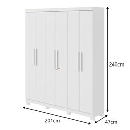 Guarda-roupas Casal 6 Portas 3 Gavetas Jazz com Pés sem Espelho Branco - 6