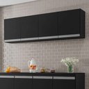 Ver imagem 1 de Armário Aéreo de Cozinha Calano 150cm 4 Portas MDP MDF Preto Fosco AJL Móveis
