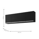 Ver imagem 3 de Armário Aéreo de Cozinha Calano 150cm 4 Portas MDP MDF Preto Fosco AJL Móveis