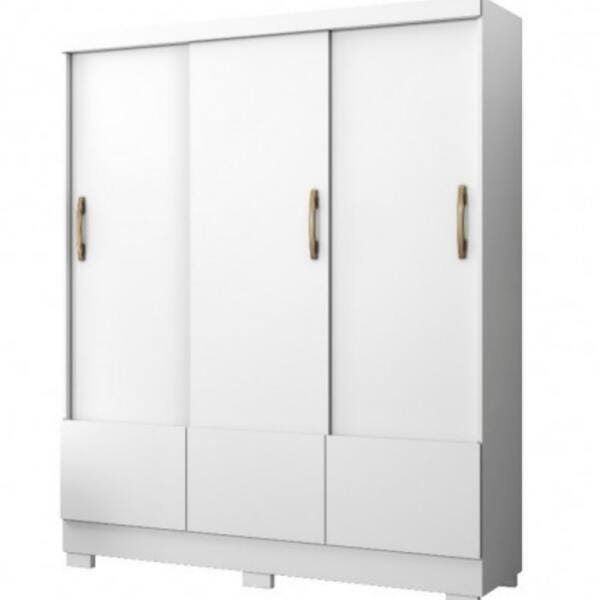 Guarda-Roupa Roupeiro 3 Portas Deslizantes 3 Gavetas - Branco