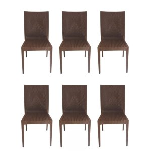Kit com 6 Cadeiras Rattan Jantar Varanda Sacada Empilhavel