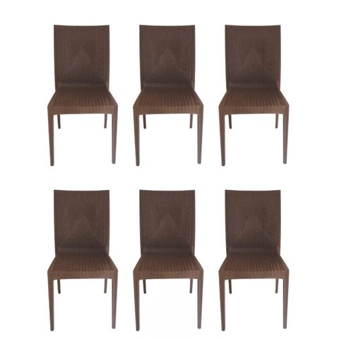 Kit com 6 Cadeiras Rattan Jantar Varanda Sacada Empilhavel