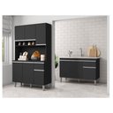 Ver imagem 1 de Balcão de Pia Tatiane 120 Cm e Armário Cozinha Kit Márcia Ambiente Preto Fosco - Ajl