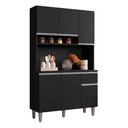 Ver imagem 5 de Balcão de Pia Tatiane 120 Cm e Armário Cozinha Kit Márcia Ambiente Preto Fosco - Ajl
