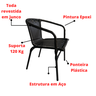 Kit Conjunto 4 Cadeira de Junco Área Piscina Jardim Terraço em Aço Fibra Sintética - 4