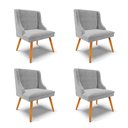 Ver imagem 1 de Kit 4 Cadeiras de Jantar Liz Suede Cinza Pés Palito Castanho