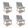 Kit 4 Cadeiras de Jantar Liz Suede Cinza Pés Palito Castanho - 1