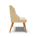 Ver imagem 4 de Kit 4 Cadeiras de Jantar Liz Suede Bege Pés Palito Castanho