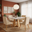 Ver imagem 1 de Jogo Conjunto de 4 Cadeiras para Sala de Jantar Liz Suede Bege Pés Palito Castanho