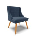 Ver imagem 4 de Jogo Conjunto de 4 Cadeiras para Sala de Jantar Liz Suede Azul Marinho Pés Palito Castanho