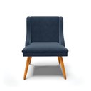 Ver imagem 5 de Jogo Conjunto de 4 Cadeiras para Sala de Jantar Liz Suede Azul Marinho Pés Palito Castanho