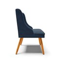 Ver imagem 6 de Jogo Conjunto de 4 Cadeiras para Sala de Jantar Liz Suede Azul Marinho Pés Palito Castanho