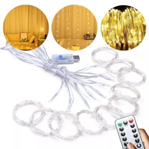 Cortina Luz de Led Fio de Fada 3x3 Usb Bivolt Branco Quente