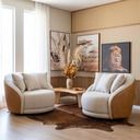 Ver imagem 1 de Kit 2 Poltronas Ayla Base Giratória Almofadas Linho Corino