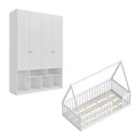 Ver imagem 2 de Quarto Montessori Cama com Telhado Giulia e Guarda-Roupa Curió 4 Portas Casatema MadeiraOriginals Br