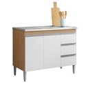 Ver imagem 1 de Balcão Gabinete Cozinha Andréia 100cm 2 Portas sem Tampo Mdp Amêndoa/branco - Desk Design