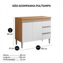 Ver imagem 2 de Balcão Gabinete Cozinha Andréia 100cm 2 Portas sem Tampo Mdp Amêndoa/branco - Desk Design