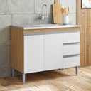 Ver imagem 3 de Balcão Gabinete Cozinha Andréia 100cm 2 Portas sem Tampo Mdp Amêndoa/branco - Desk Design