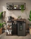 Ver imagem 1 de Aparador Adega Cervejeira Frigobar Industrial com Cantinho Café Alba Metal e MDF Carvalho Hanover