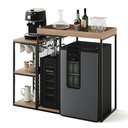Ver imagem 2 de Aparador Adega Cervejeira Frigobar Industrial com Cantinho Café Alba Metal e MDF Carvalho Hanover