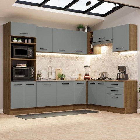 Cozinha Completa 479001 Com Armário E Balcão Rustic/Cinza