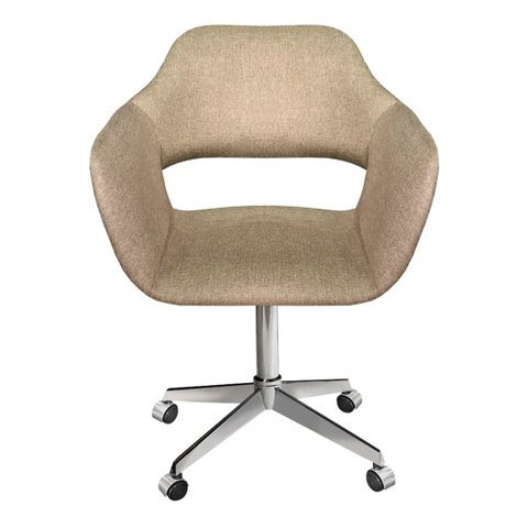 Cadeira Para Escritório E Home Office Zara Base Giratória - Linho Marrom