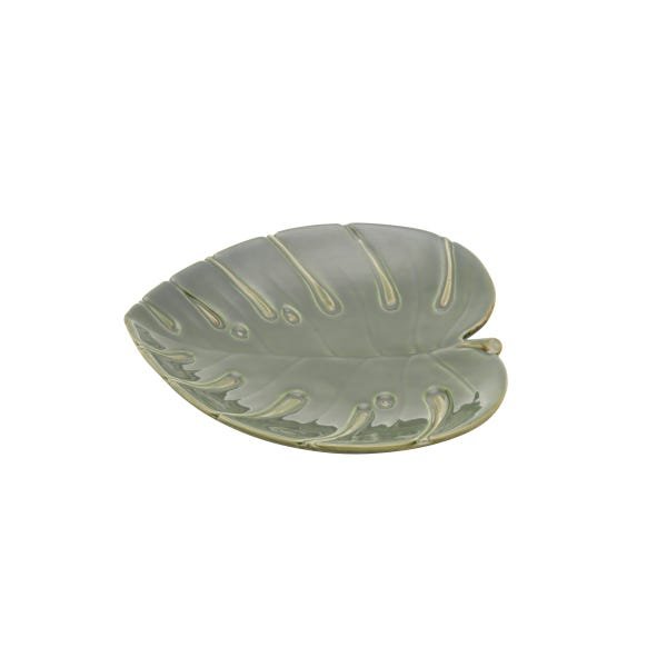 Prato Decorativo de Ceramica Costela de Adao Leaf Verde 4330 Lyor - 1