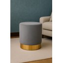 Ver imagem 1 de Puff com Rodape Dourado Cinza Veludo