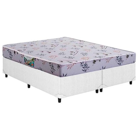 Cama Box Queen: Colchão Espuma Herval D28 St. Louis + Base Crc Courano White(158x198)