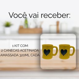 Jogo 2 Caneca Amassada 320ml para Chá Cappuccino - Amarela - 4
