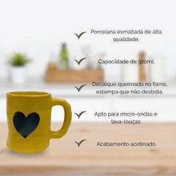 Jogo 2 Caneca Amassada 320ml para Chá Cappuccino - Amarela - 2