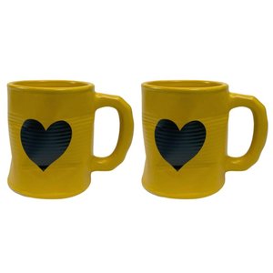 Jogo 2 Caneca Amassada 320ml para Chá Cappuccino - Amarela